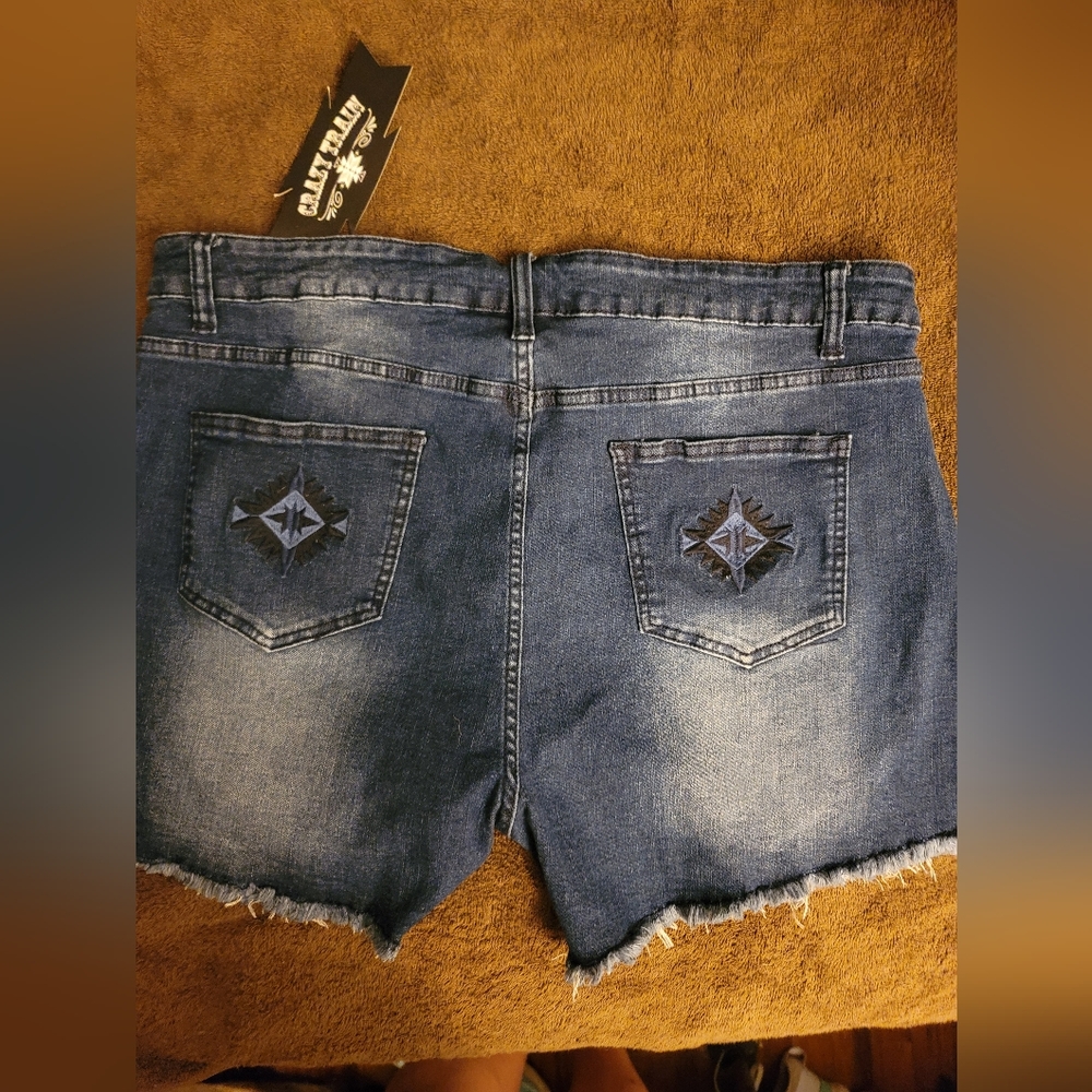 Crazy Train Blue Denim Shorts